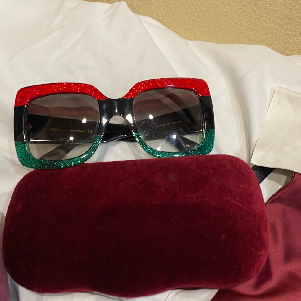 Glitter Red Black Green Square Acetate Frame